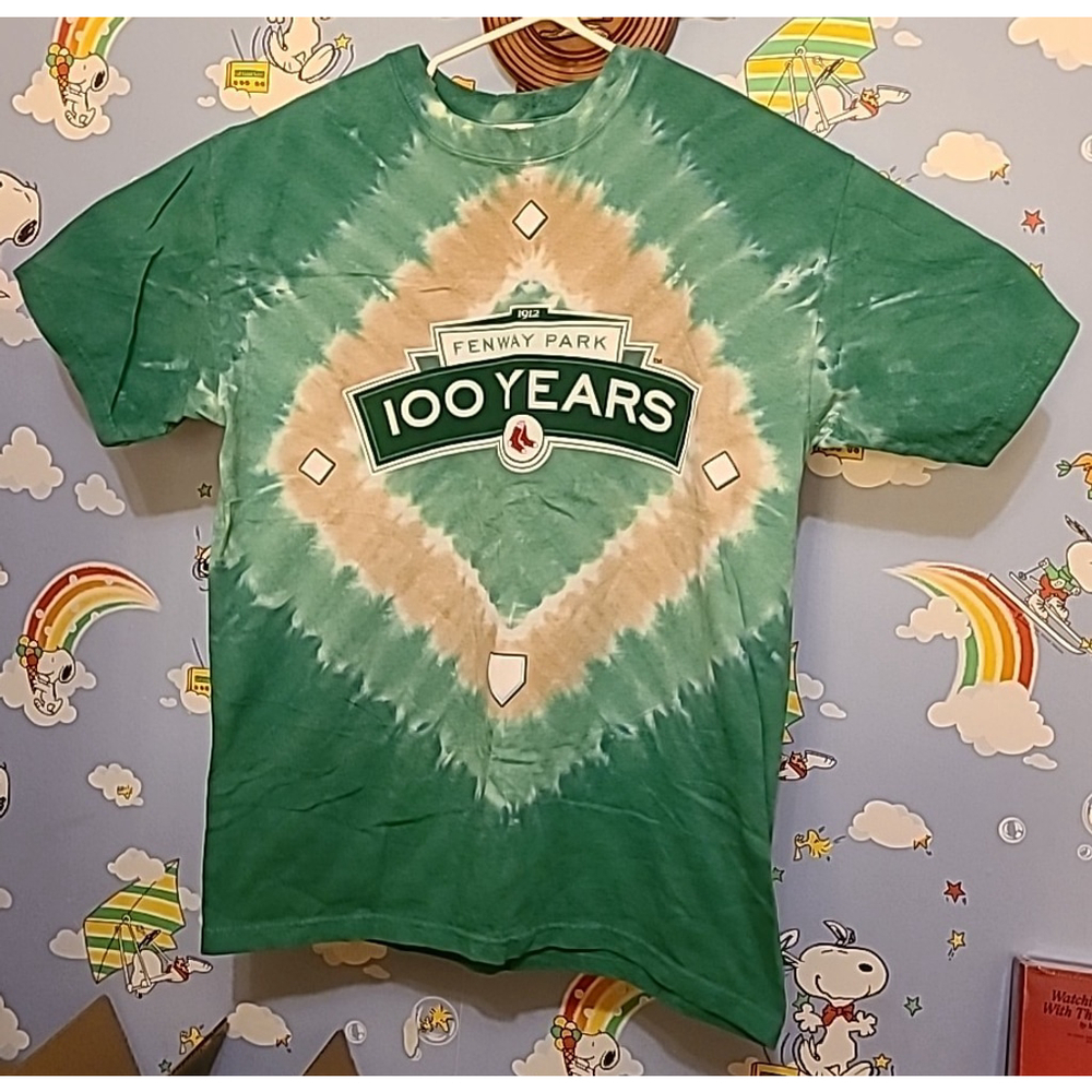 Boston Red Sox Fenway Park 100 Years Majestic Shirt Green Tie-Dye Size Medium
